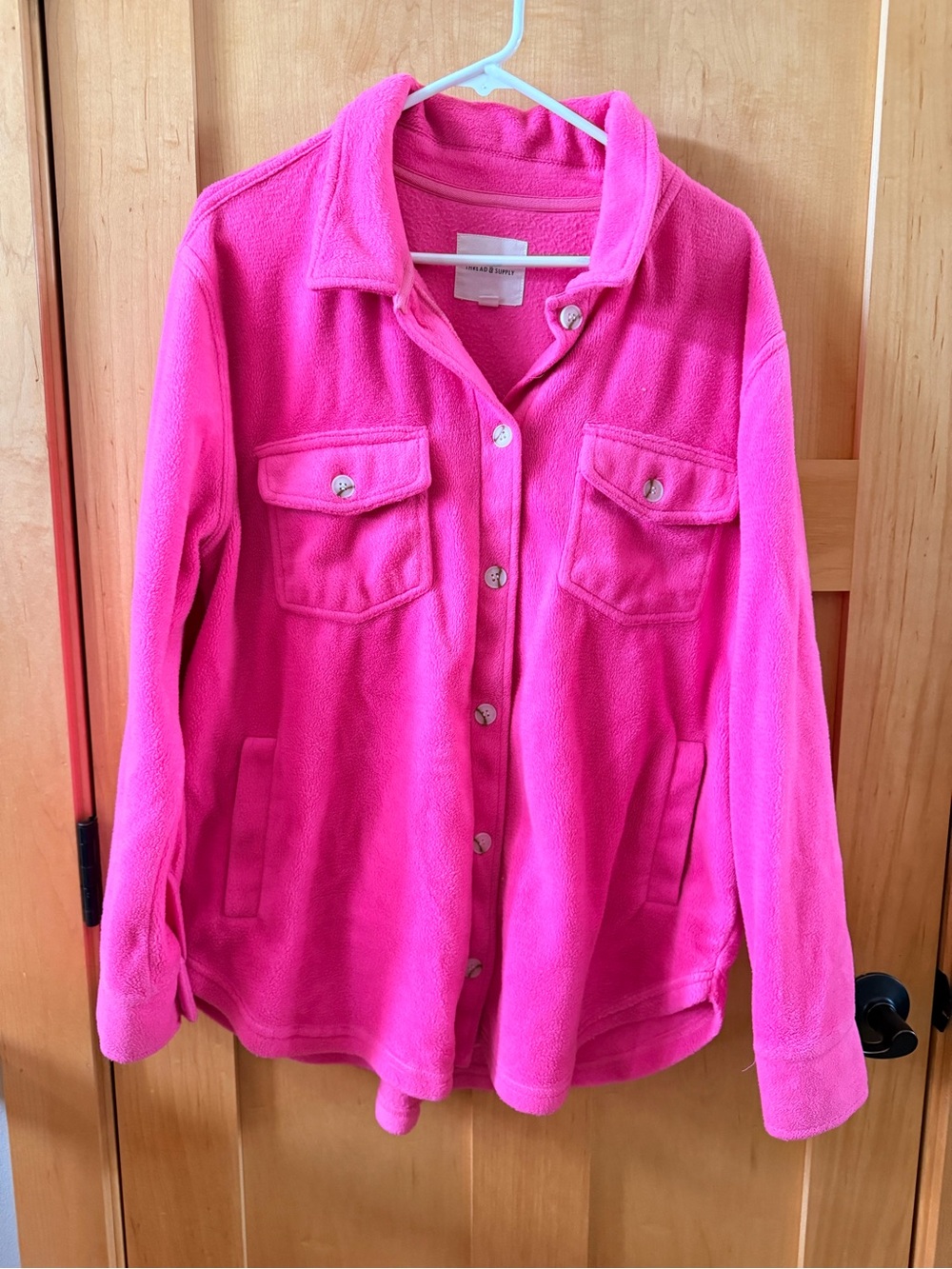 Thread & Supply Hot Pink Button-Down Fleece Shirt Jacket